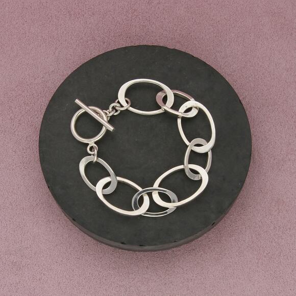 Sterling Jewelry - sterling silver oval link chain toggle bracelet size 6in